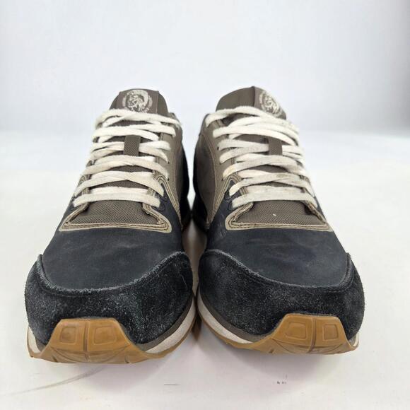 Diesel Aramis Sneakers US 9.5 Mens Black Olive Leather Y2K Vintage Casual Shoes - Picture 2 of 11